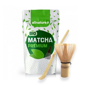 Allnature Matcha Tea Premium BIO 100g & Japonská metlička & Bambusová lžička