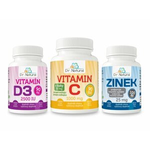 Dr.Natural výhodný balíček (Zinek, Vitamín D3 a Vitamín C se šípky)