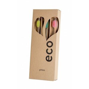 Ecoheart Giftbox - dárkové balení bambusových kartáčků na zuby - 3 ks Barva kartáčků: Žlutá/Zelená/Růžová
