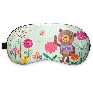 Maska na oči na spaní - Medvídek s květinami